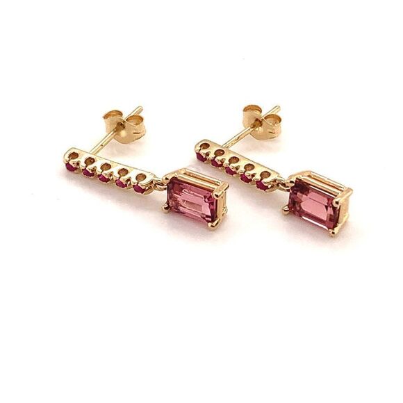 Rubellite Tourmaline Ruby Earrings 14k Gold 1.25 TCW Certified $3,950 018676 - Picture 12 of 13